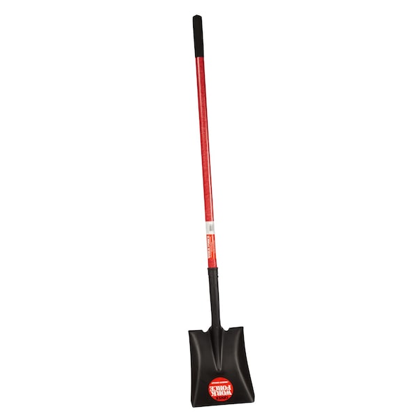 Emsco Group Square Point Shovel, 48in Fiberglass Handle, Heavy Duty 16 Gauge Steel Head - 1252-1