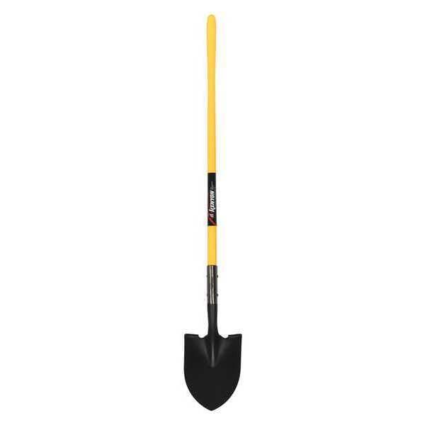 Kenyon Round Point Shovel, 14 ga #2 Blade, Steel Blade, Forward Turn Step, 48 in L Yellow Polymer Handle - 49650