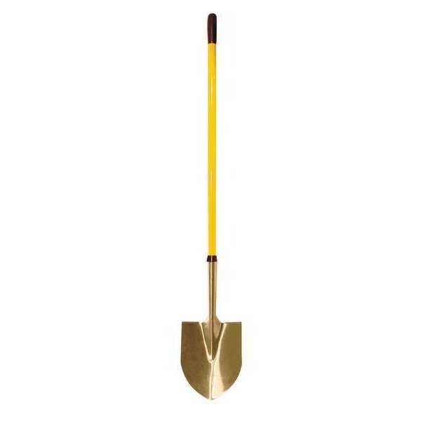 Ampco Safety Tools Round Point Shovel, Not Applicable Blade, Aluminum Blade, Standard Step, 45-1/4 in L Yellow - S-81FG