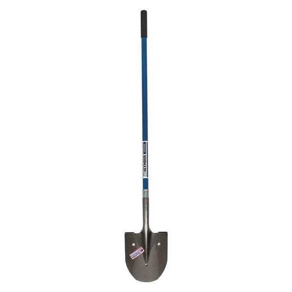 Seymour Midwest Rice Shovel, 16 ga Forward Turn Step, 48 in L Blue Professional Grade Fiberglass Handle - 49465