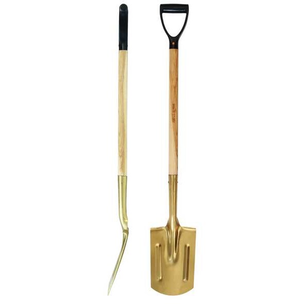 Ampco Safety Tools Edging Spade, Not Applicable Blade, Aluminum Blade, Standard Step, 35-1/2 in L Wood - 7732
