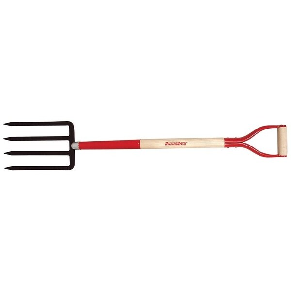 Razor-Back /SALD Spading Fork, 7 in W Tine, 11 in L Tines, Diamond Shaped Tine, 4-Tine, Steel Tine, 30 in L Handle - 72103