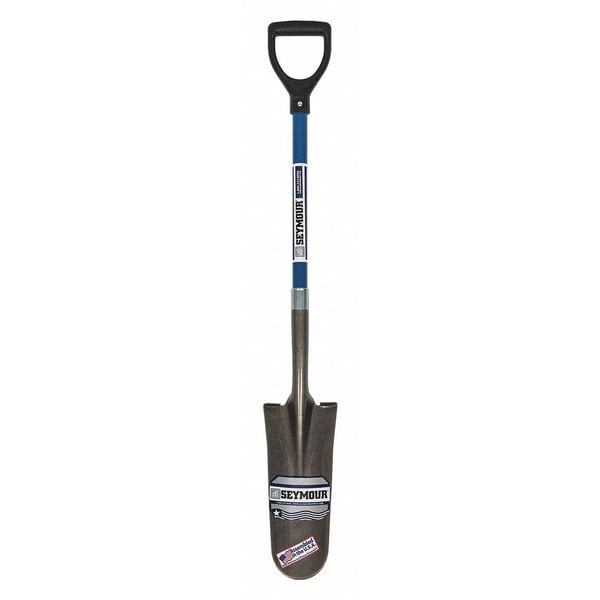 Seymour Midwest Drain Spade Shovel, 14 ga Forward Turn Step, 26 in L Blue Industrial Grade Fiberglass Handle - 49457