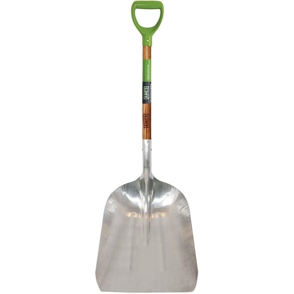Ames Scoop Shovel, 15-1/2 in W x 11-1/2 in L Aluminum Blade, Northern Hardwood Handle - 2672400