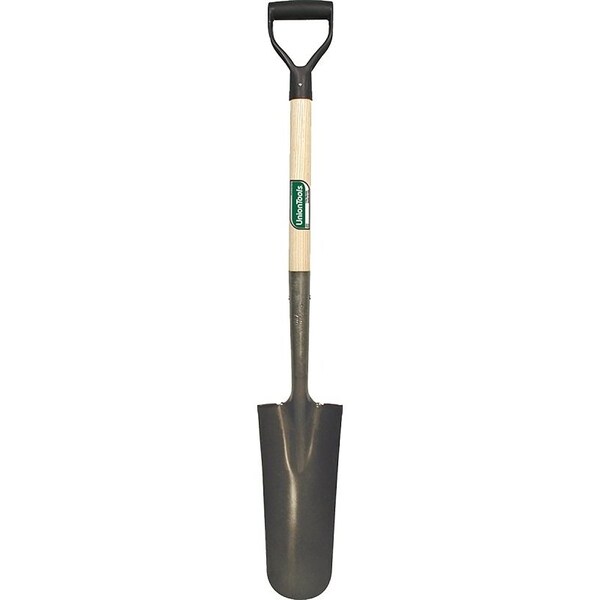 Union Tools Drain Spade Shovel, 5-1/4 in W Steel Blade, 27 in L Hardwood Handle W/ D-Grip - 47107