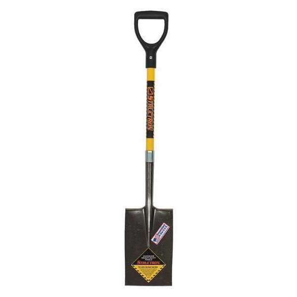 Structron Garden Spade Shovel, 14 ga 14 ga. Steel Blade, Rear Rolled Step, 29 in L Premium Fiberglass Handle - 49734