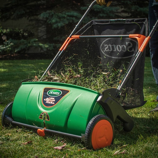 Scotts 26-Inch Push Lawn Sweeper, with 3.6 Bushel Rear Collection Bag - LSW70026S
