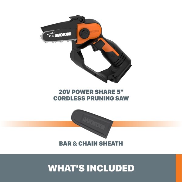 Worx 20V Power Share 5 in. Cordless Pruning Saw, No Battery and Charger Included, Tool Only - WG324.9