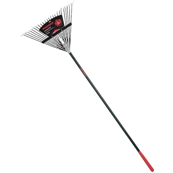 Razor-Back Leaf Rake, Steel Tine, 24-Tine, Fiberglass Handle, 54 in L Handle - 2915212