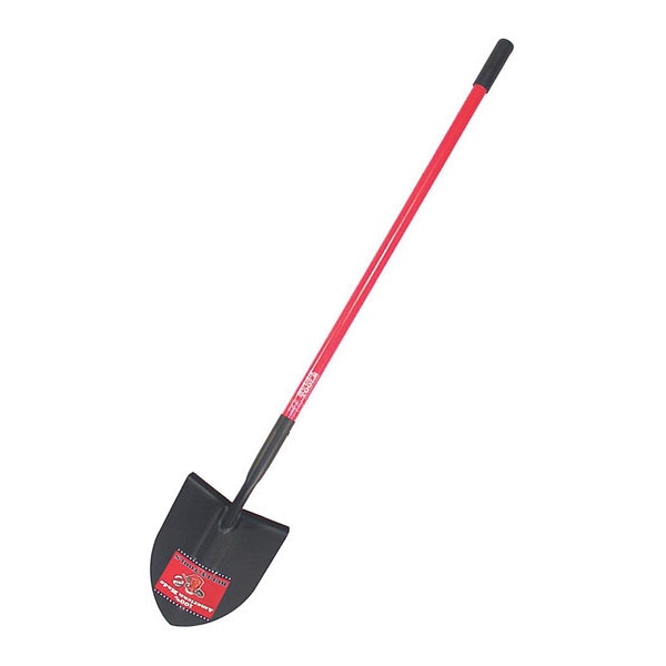 Bully Tools Round Point Shovel, 14 ga. Steel Blade, 60 in L Fiberglass Handle - 82515