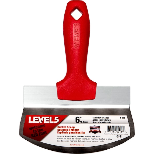 Level 5 Tools Bucket Scoop, Stainless Steel, 6 in L - 5-210