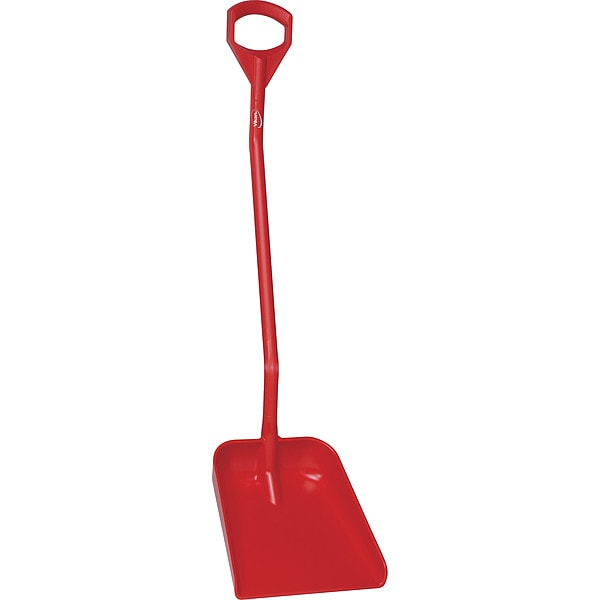 Remco Ergonomic Square Point Shovel, Polypropylene Blade, 51.2 in L, Red - 56014