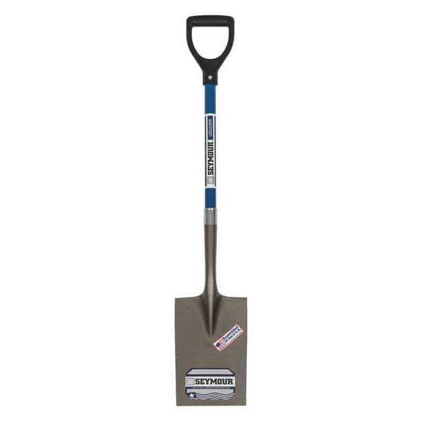 Seymour Midwest Garden Spade Shovel, 16 ga Rear Turn Step, 27 in L Blue Industrial Grade Fiberglass Handle - 49454