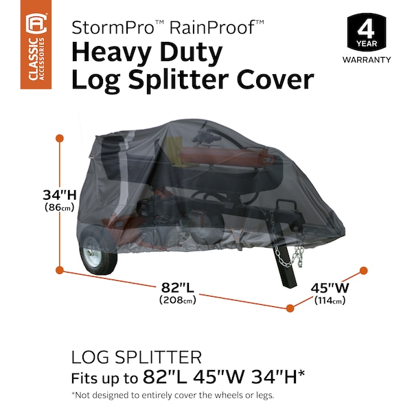 Classic Accessories Black Log Splitter Cover, StormPRO, 82"x45 - 52-231-011001-EC