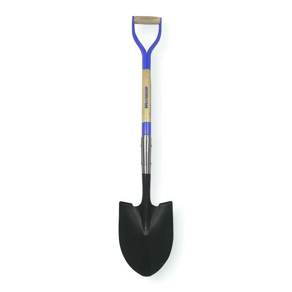 Westward Round Point Shovel, 14 ga Not Applicable Blade, Steel Blade, Standard Step, 30 in L Natural - 1WG33