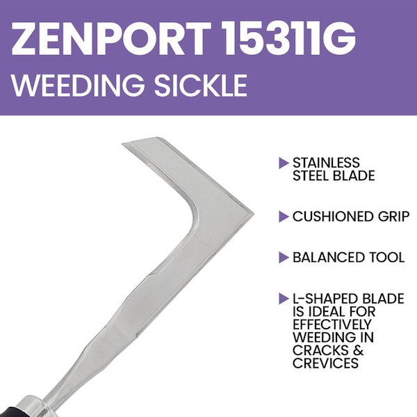 Zenport Crack Weeder Weeding Sickle, 12-Inch, 12PK - 15311G