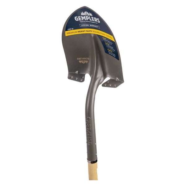 Gemplers Round Point Shovel with Extended Socket, Wood Handle - RPS006G