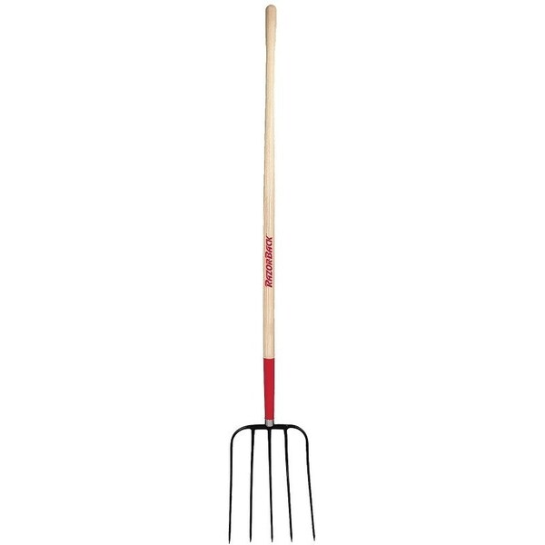 Razor-Back Manure Fork, Oval Tine, Steel Tine, Wood Handle, 48-3/4 in L Handle - 2826500
