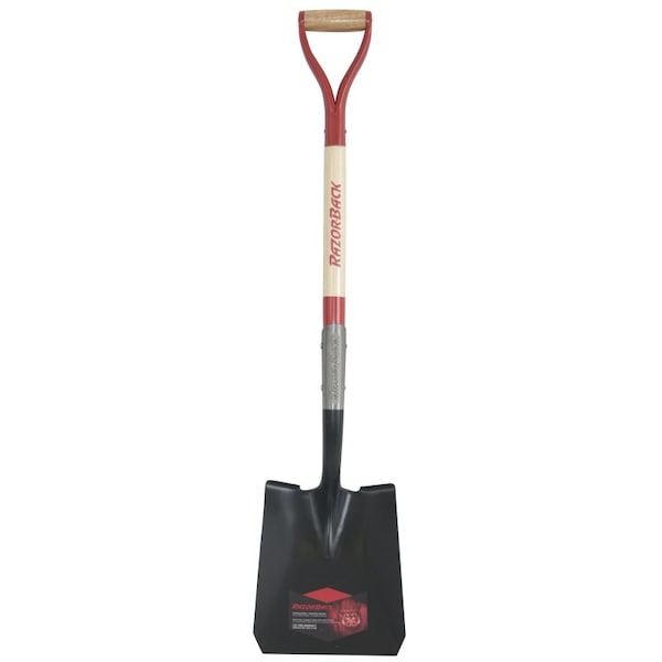 Razor-Back Shovel, 9.62 in W Blade, Wood Handle, D-Grip Handle - 2594300