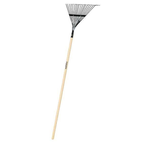Landscapers Select LawnLeaf Rake, Steel Tine, 18Tine, Hardwood Handle, 48 in L Handle - 34588