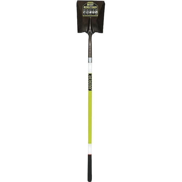 Structron Square Point Shovel, 9-1/2 in W Blade, 14 ga Gauge, Steel Blade, Fiberglass Handle, 48 in L Handle - 49751