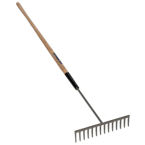 Seymour Midwest S550 Forged Series Asphalt Rake, 78 in OAL, 4 in L Tine, 14 Tine, Hardwood Handle - 63128