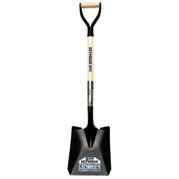 Seymour Midwest Shovel, 9-1/2 in W 14 ga Steel Blade, American Ashwood Handle W/ D-Grip - 49333