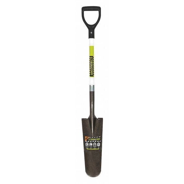 Seymour Midwest Drain Spade Shovel, 14 ga #12 Blade, Steel Blade, Forward Turn Step, 29 in L Black/Safety Green - 49752GRA
