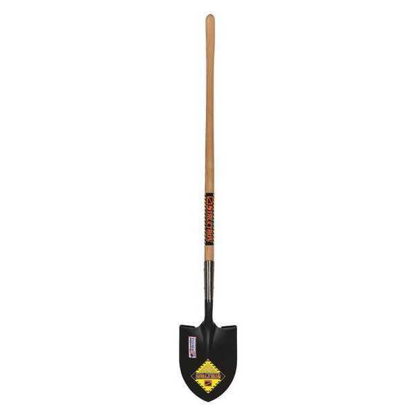 Structron Round Point Shovel, 14 ga #2 Blade, Steel Blade, Forward Turn Step, 48 in L Natural Hardwood Handle - 49344