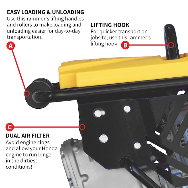Tomahawk Power 3.6 HP Honda Tamping Rammer - TR68H + TR68H-WHEELS