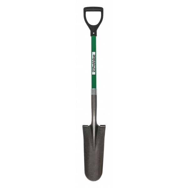 Seymour Midwest Drain Spade Shovel, 16 ga Forward Turn Step, 26 in L Green Durable Fiberglass Handle - 49437