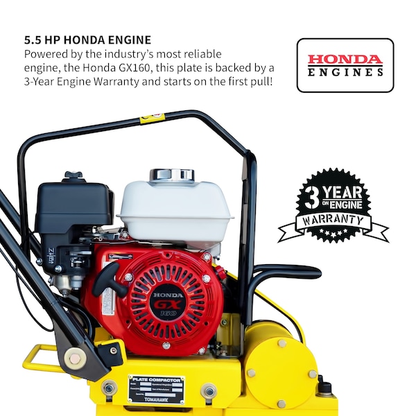 Tomahawk Power 5.5 HP Honda Paver Roller Compactor 17x12 for Pavers, Bricks, Stone, Sand Compaction - TPRC76H