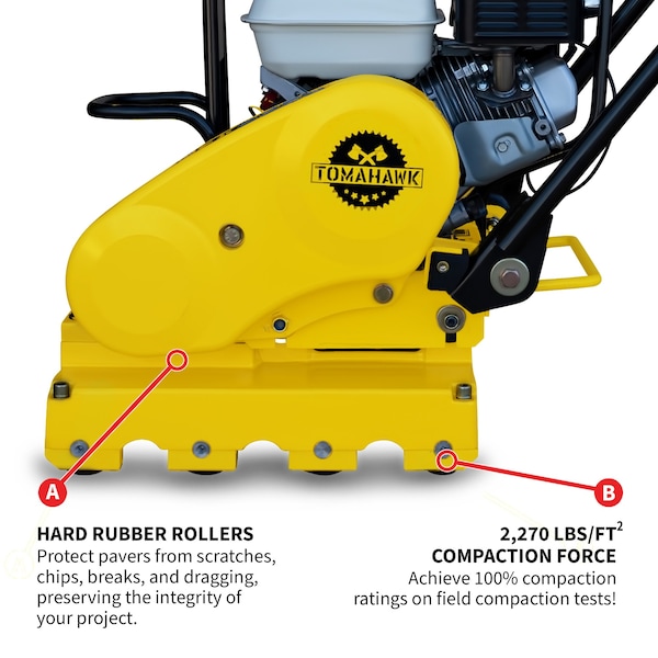 Tomahawk Power 5.5 HP Honda Paver Roller Compactor 17x12 for Pavers, Bricks, Stone, Sand Compaction - TPRC76H