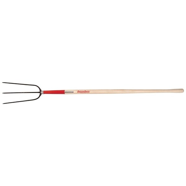 Razor-Back Hay Fork, Oval Tine, Steel Tine, Wood Handle, 48 in L Handle - 73115