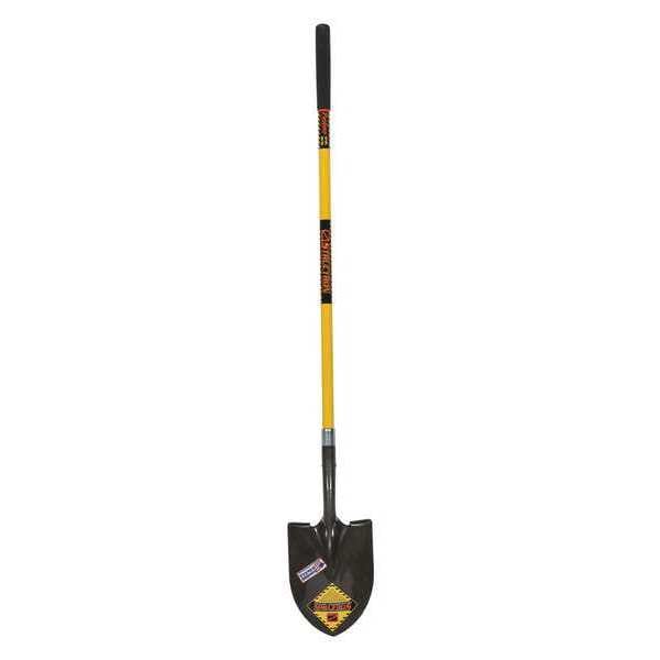 Structron Round Point Shovel, 14 ga #2 Blade, Steel Blade, Front Turn Step, 48 in L Yellow - 49599