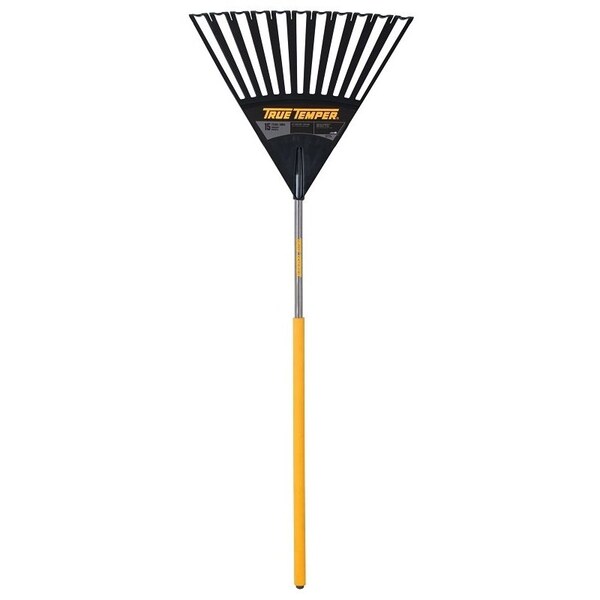True Temper CLOG FREE Leaf Rake, Poly Tine, 15Tine, Hardwood Handle, 48 in L Handle - 2914912