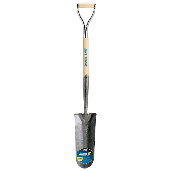 Jackson J-450 Series Pony Drain Spade, 5-1/2 in W Blade, Steel Blade, Hardwood Handle, 27 in L Handle - 1230700