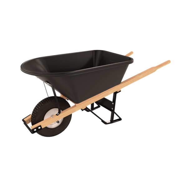 Bon Tool Barrow, Poly 5 3/4 Cubic Feet Tray, Single Knobby Tire Wood Handle - 11-681