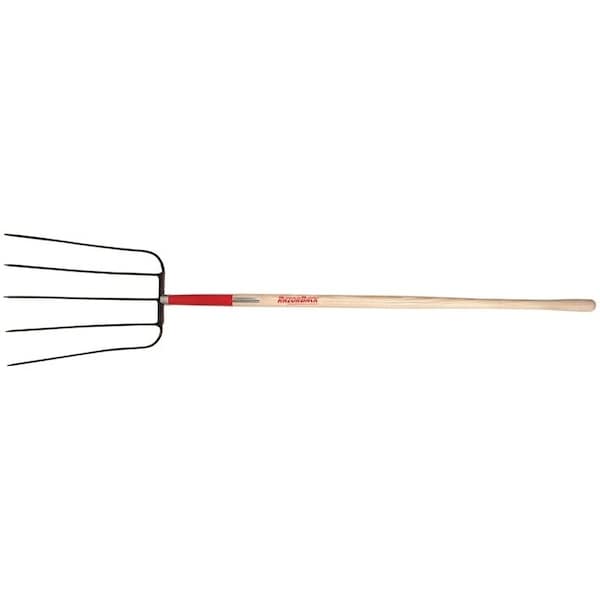 Razor-Back Barley Fork, Oval Tine, Steel Tine, Wood Handle, Straight Handle, 6312 in L Handle - 73141