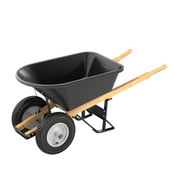 Bon Tool Barrow, Poly 5 3/4 Cubic Feet Tray, Double Knobby Tire Wood Handle - 11-661