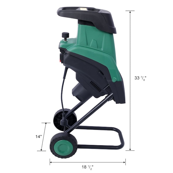 Edendirect 15Amp Electric Wood Chipper/Shredder with Wheels, 2600W Portable Garden Shredder, 60L Collection Bag - ED-W465P146809