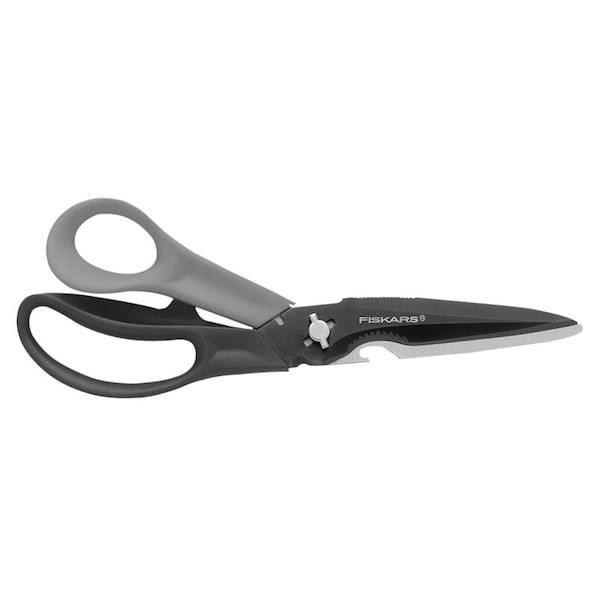 Fiskars Garden Shears, 9 in OAL, Stainless Steel Blade, Black/Orange Handle - 1067272