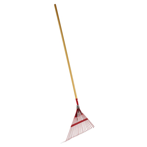 Emsco Group 22.5in 22-Tine Spring Metal Leaf Rake, Extreme Durability, Grabs Leaves from Garden Beds - 2850