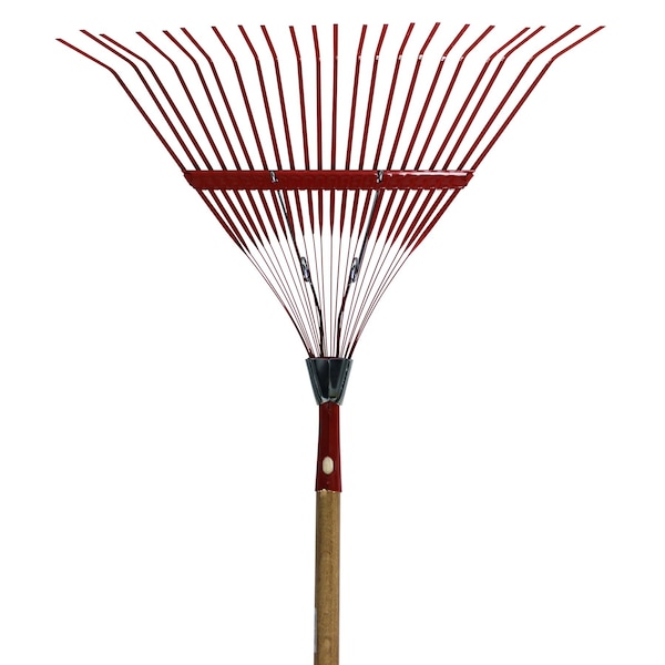 Emsco Group 22.5in 22-Tine Spring Metal Leaf Rake, Extreme Durability, Grabs Leaves from Garden Beds - 2850