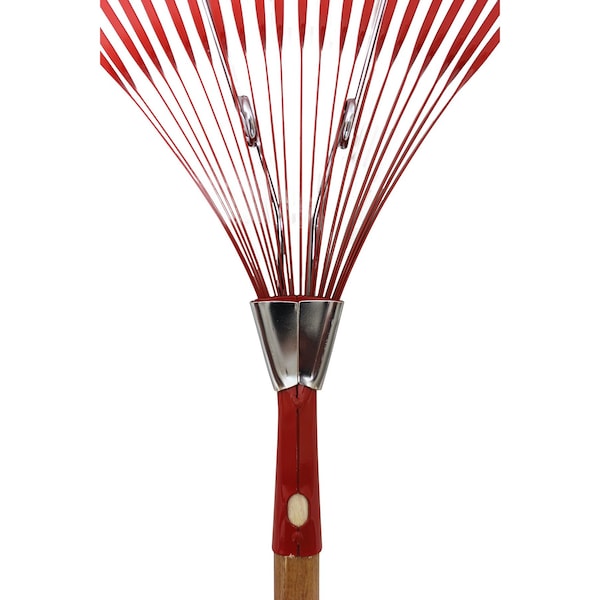 Emsco Group 22.5in 22-Tine Spring Metal Leaf Rake, Extreme Durability, Grabs Leaves from Garden Beds - 2850