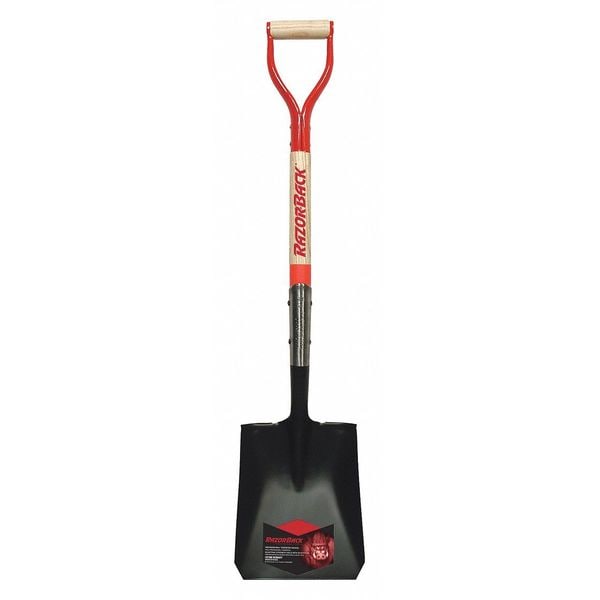 Razor-Back Square Point Shovel, Heavy Gauge Tempered Steel Blade, 30 in L Hard Wood Handle - 42101