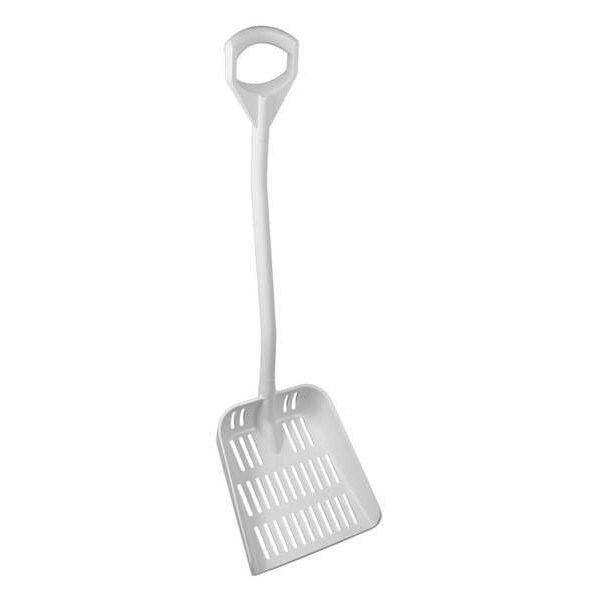 Vikan Ergonomic Square Point Shovel, Polypropylene Blade, 30 in L, White Aluminum Handle - 56035