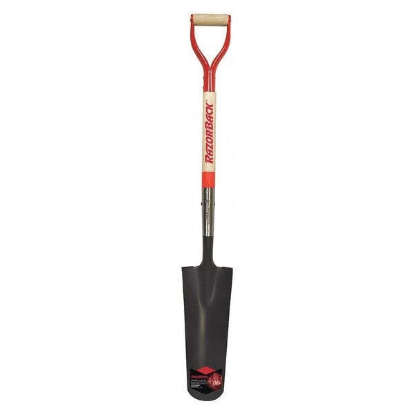 Razor-Back Drain Spade Shovel, Steel Blade, 29 in L Hard Wood Handle - 47103