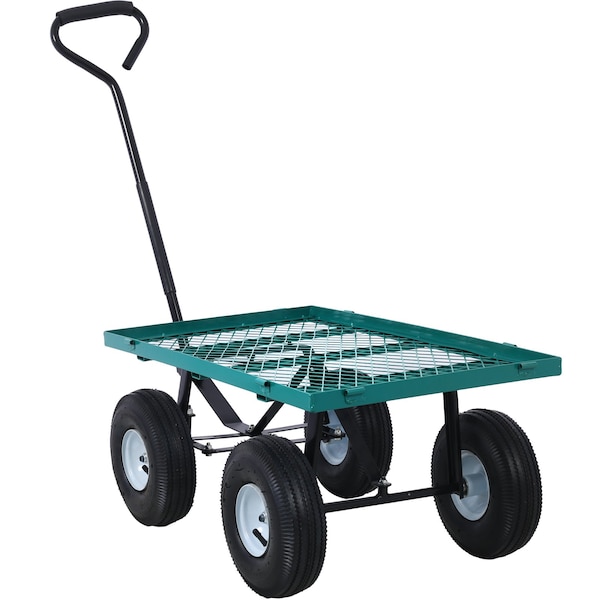 Edendirect Steel Garden Cart, Steel Mesh Removable Sides, 3 cu ft, 550 lb Capacity, Green - IR-W46542634