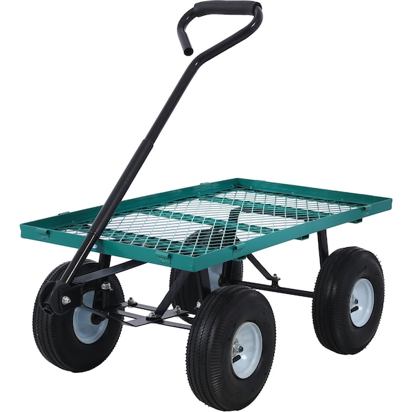 Edendirect Steel Garden Cart, Steel Mesh Removable Sides, 3 cu ft, 550 lb Capacity, Green - IR-W46542634